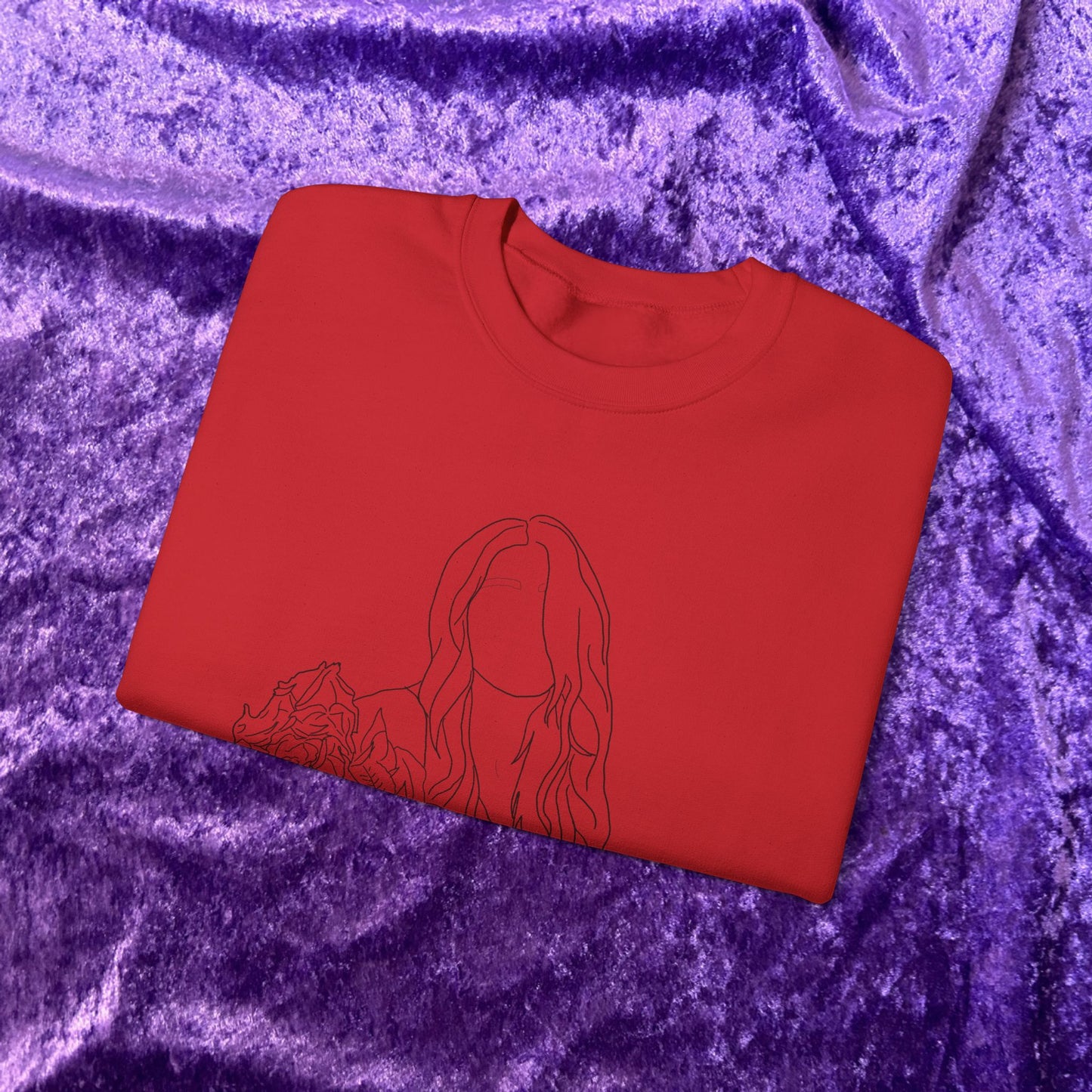 Unique Woman Holding Roses Sweatshirt – Unisex Heavy Blend Crewneck