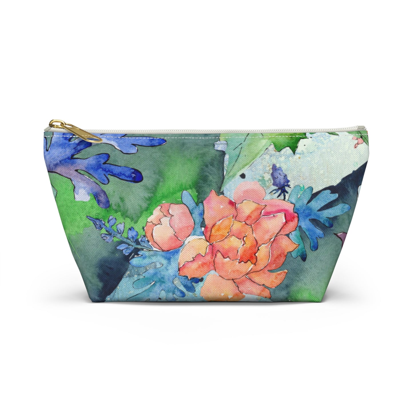 Floral Accessory Pouch with T-Bottom – Elegant & Functional for Makeup, Toiletries, or Gifting