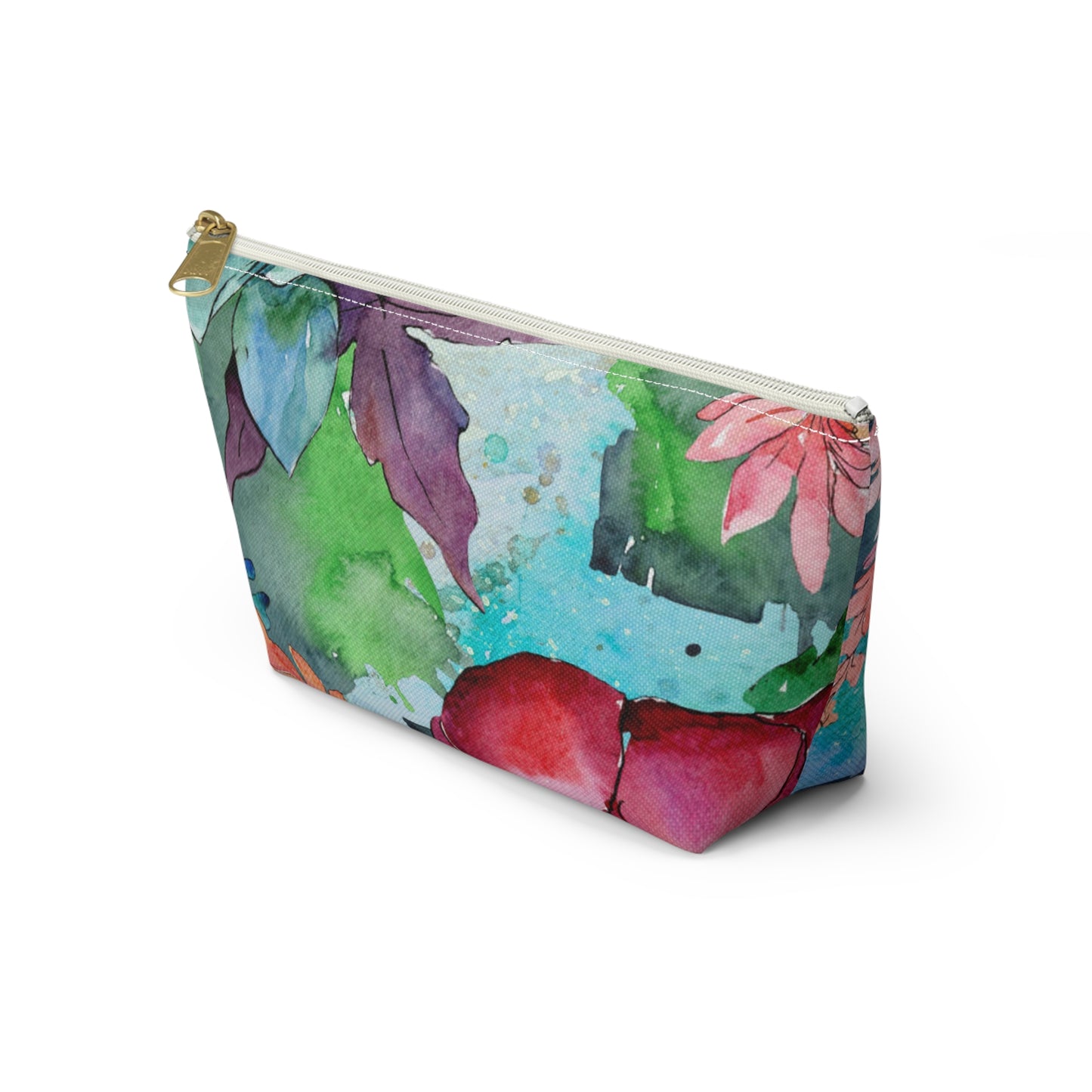 Floral Accessory Pouch with T-Bottom – Elegant & Functional for Makeup, Toiletries, or Gifting