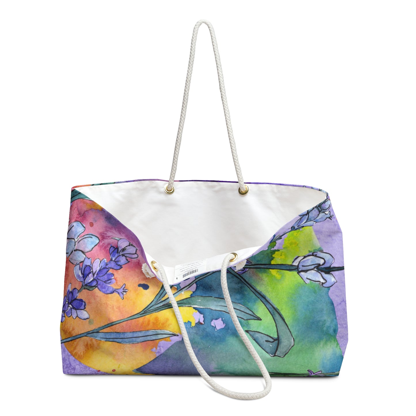 Colorful Wildflower Oversized Weekender Bag – Durable Tote with Rope Handles