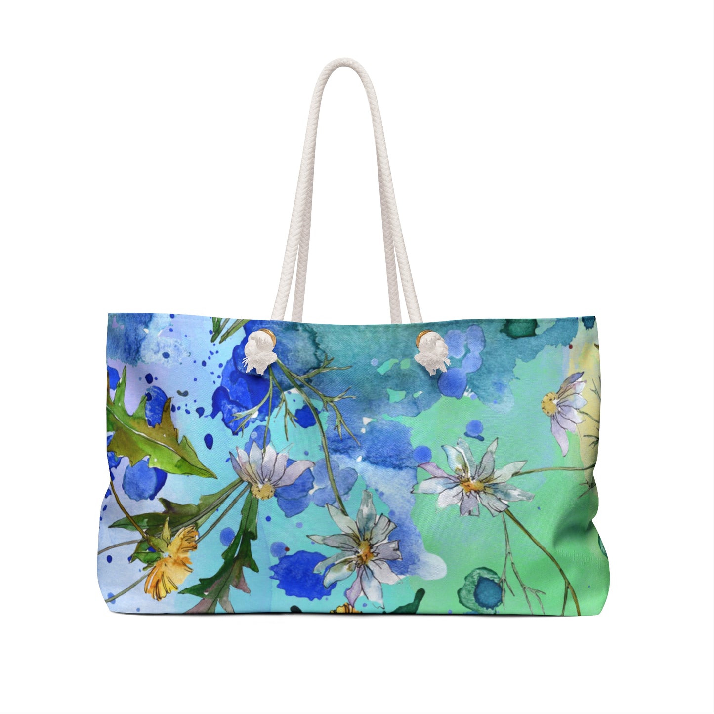Colorful Wildflower Oversized Weekender Bag – Durable Tote with Rope Handles