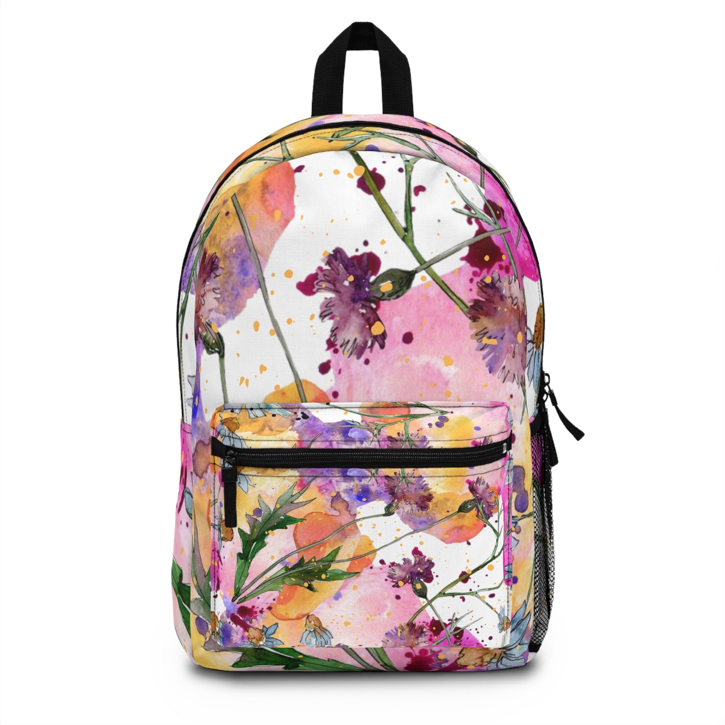 Wildflower Watercolor Backpack – Unique Boho Chic School & Work Bag