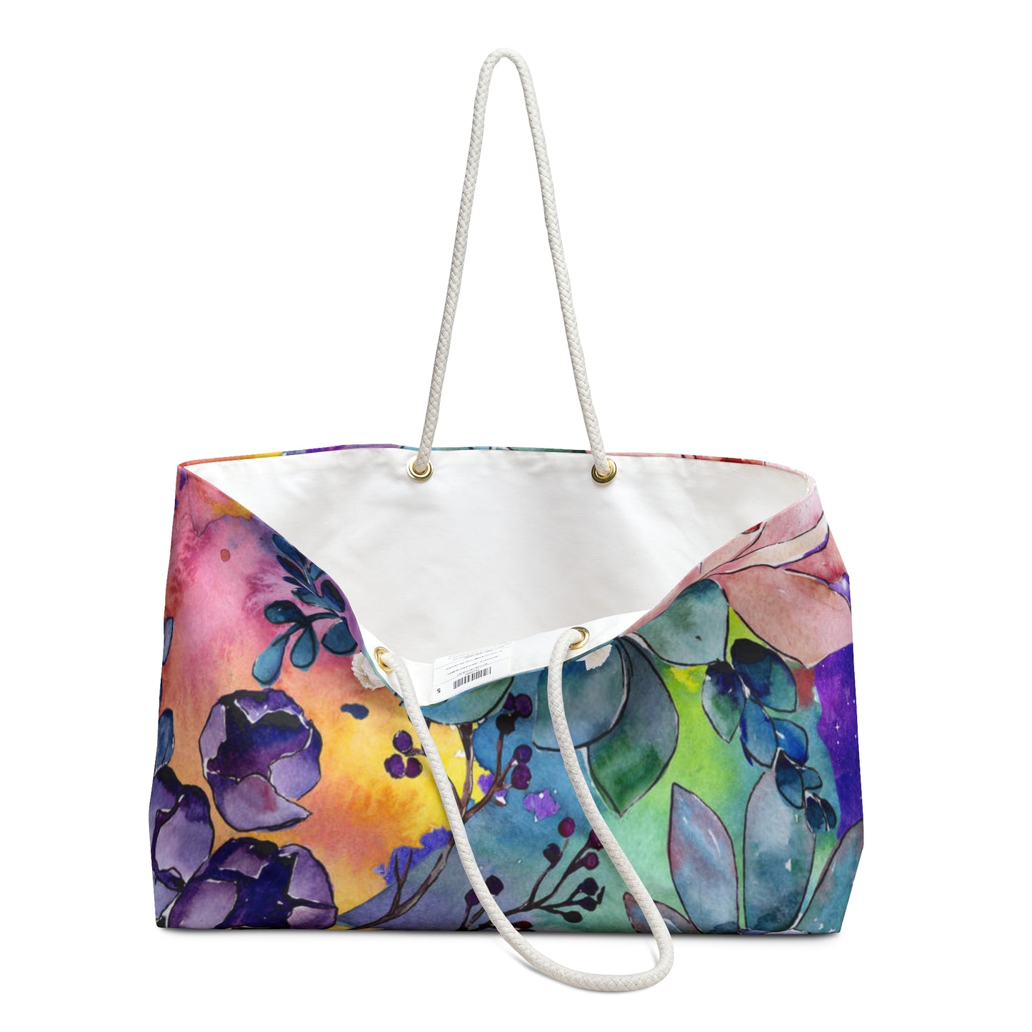 Colorful Floral Succulent Oversized Weekender Bag – Durable Tote with Rope Handles