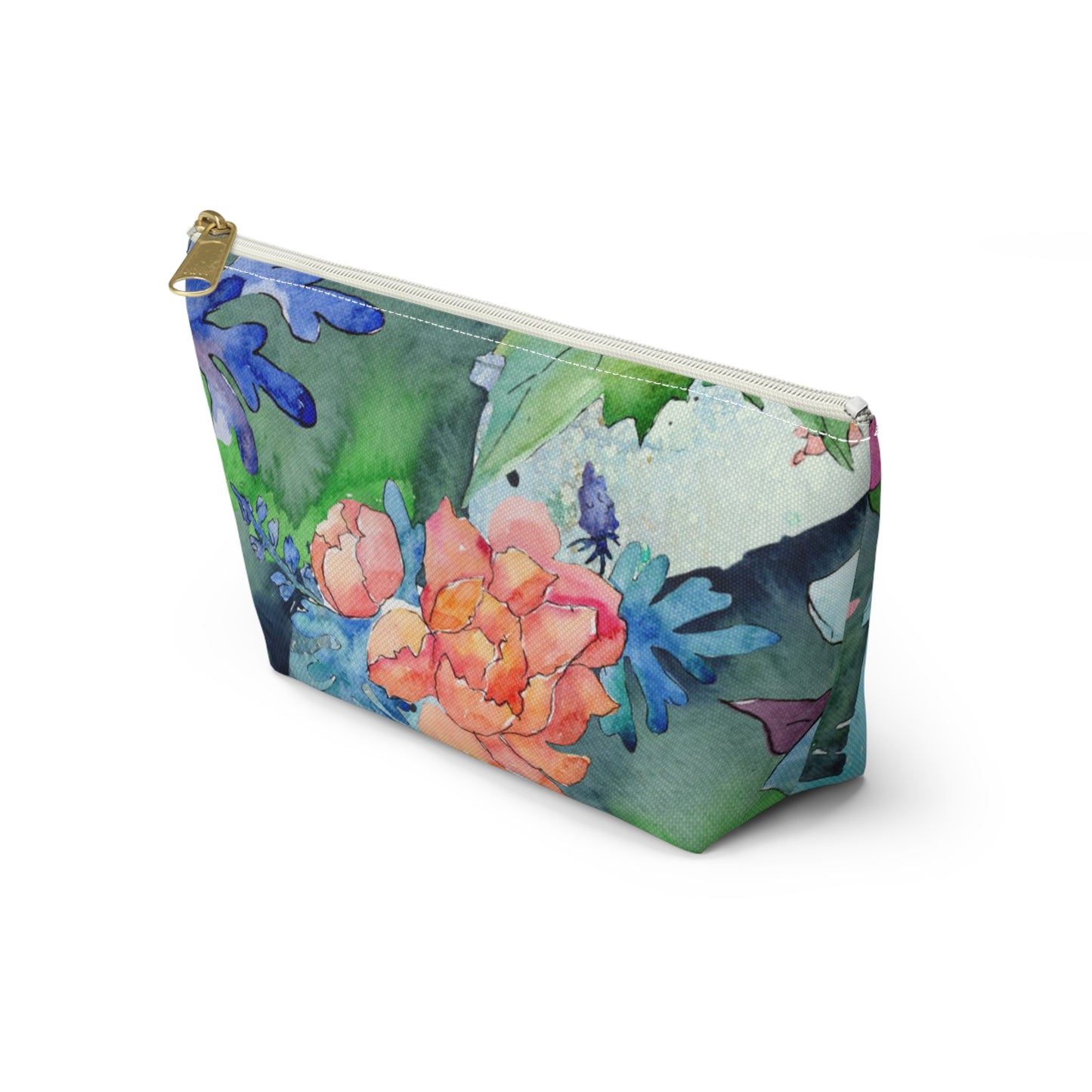 Floral Accessory Pouch with T-Bottom – Elegant & Functional for Makeup, Toiletries, or Gifting
