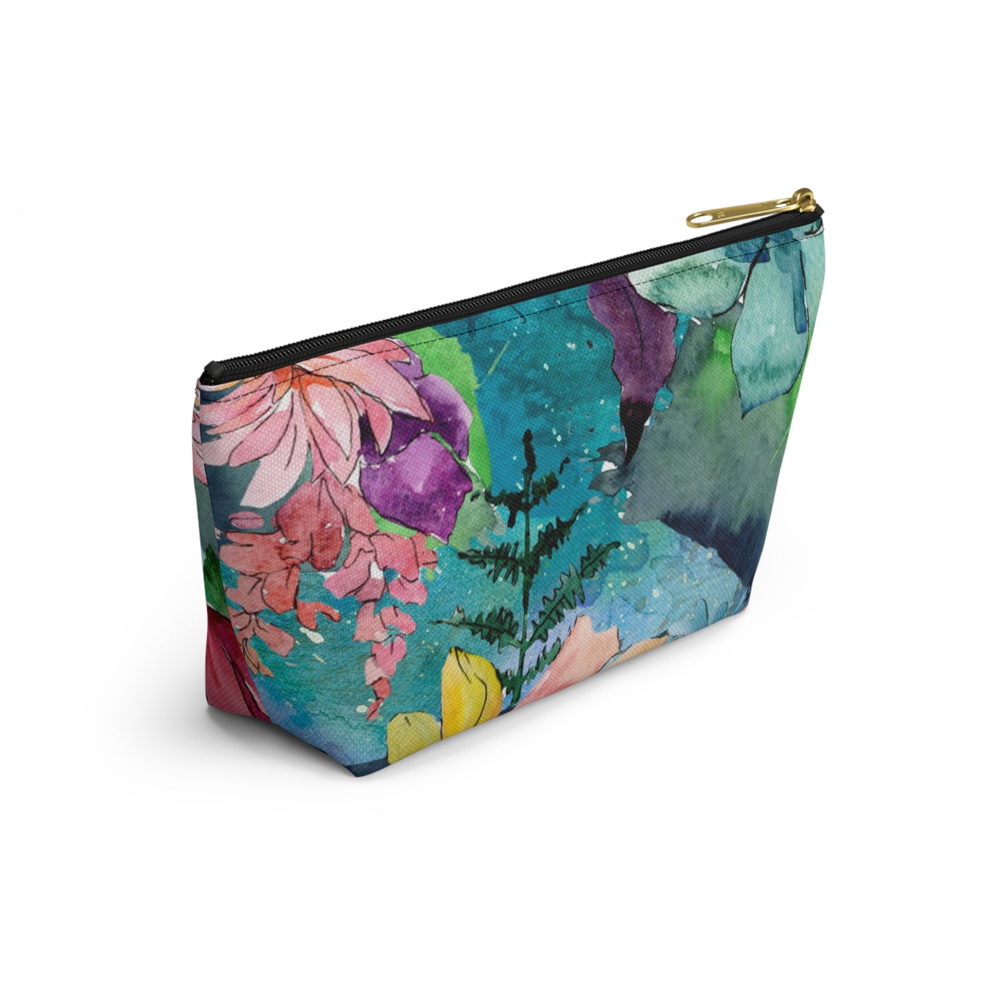 Floral Accessory Pouch with T-Bottom – Elegant & Functional for Makeup, Toiletries, or Gifting