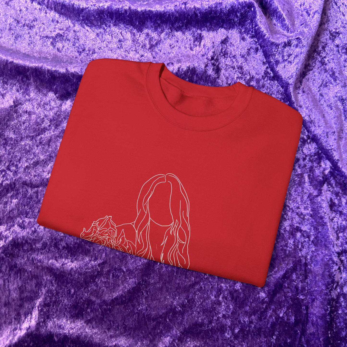 Unique Woman Holding Roses Sweatshirt – Unisex Heavy Blend Crewneck