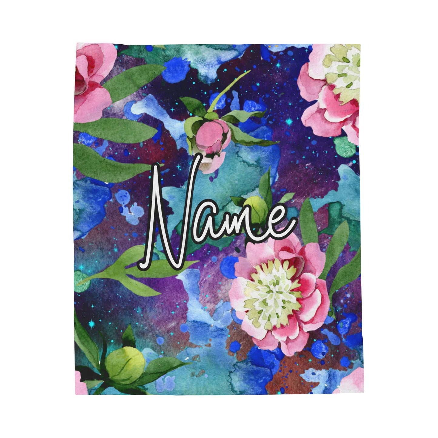 Floral Watercolor Wildflower Blanket – Soft & Cozy, Personalizable with Your Name