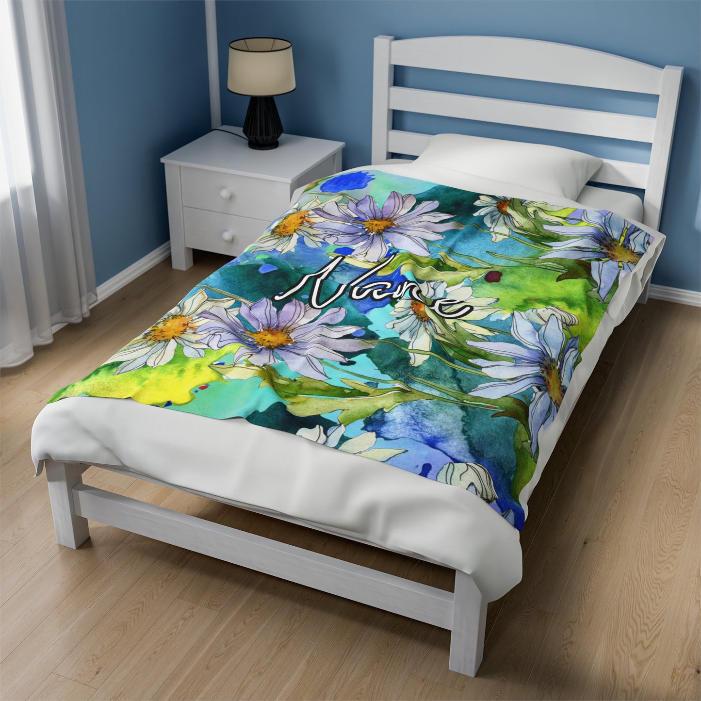 Floral Watercolor Wildflower Blanket – Soft & Cozy, Personalizable with Your Name