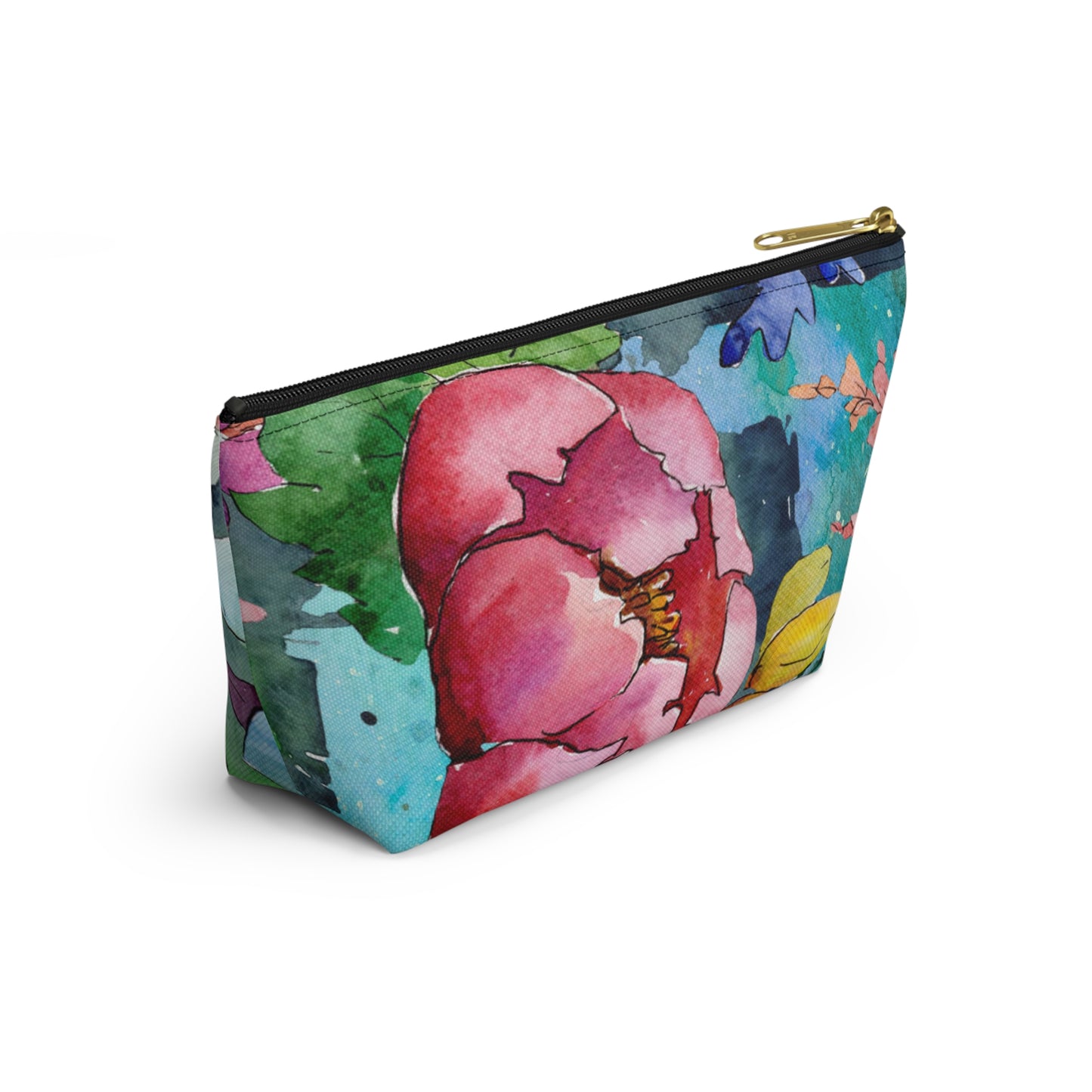 Floral Accessory Pouch with T-Bottom – Elegant & Functional for Makeup, Toiletries, or Gifting