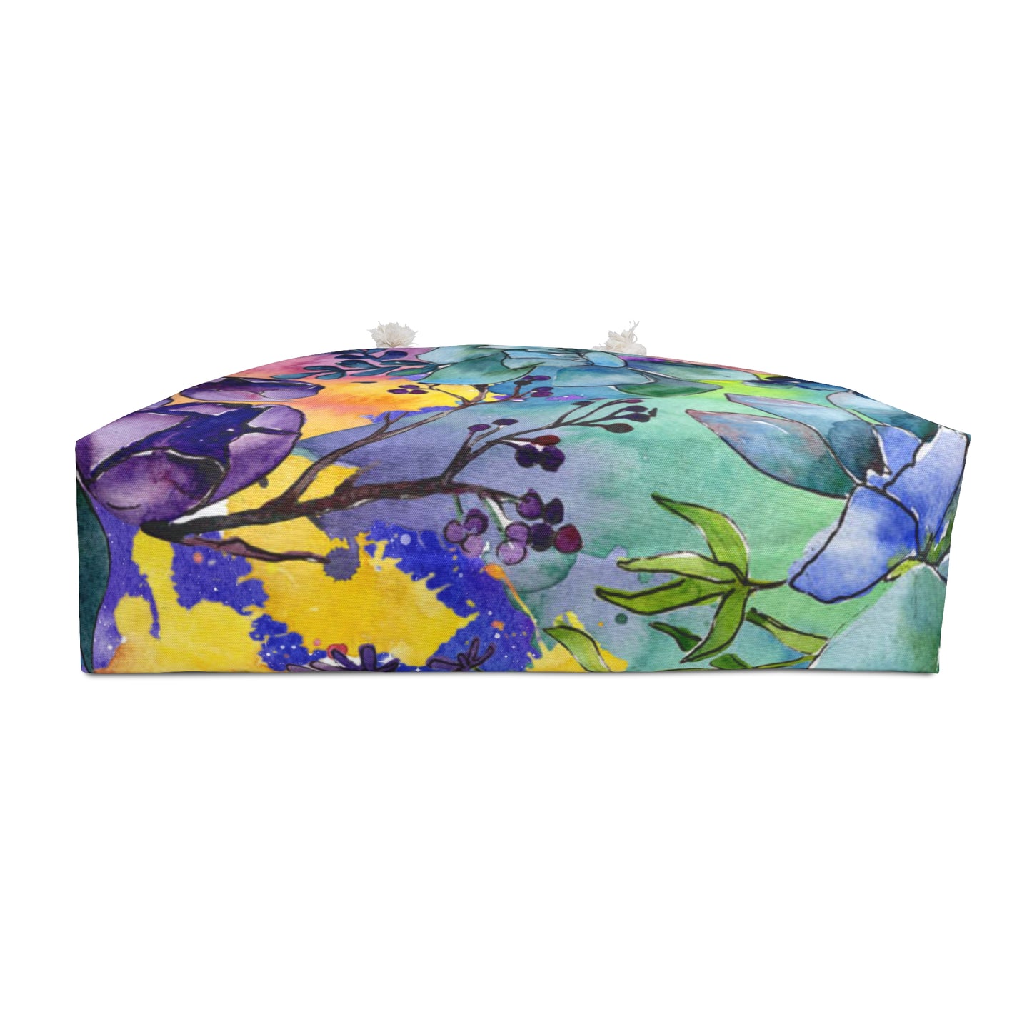 Colorful Floral Succulent Oversized Weekender Bag – Durable Tote with Rope Handles
