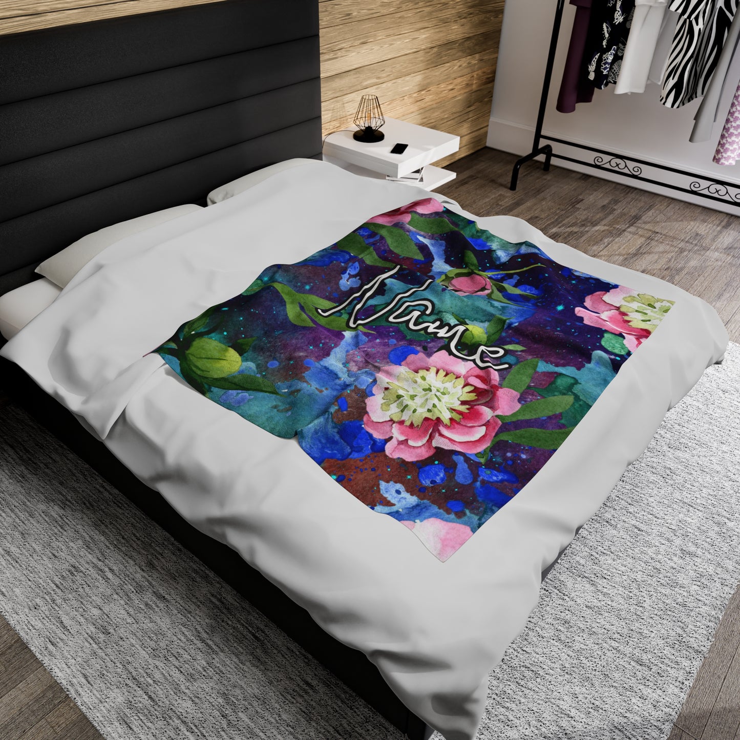 Floral Watercolor Wildflower Blanket – Soft & Cozy, Personalizable with Your Name