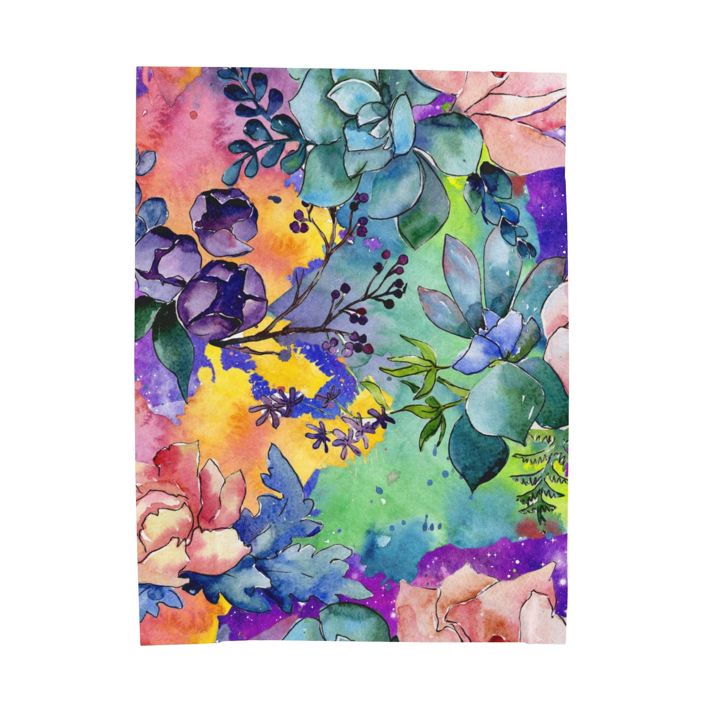 Floral Watercolor Wildflower Blanket – Soft & Cozy, Medium Weight