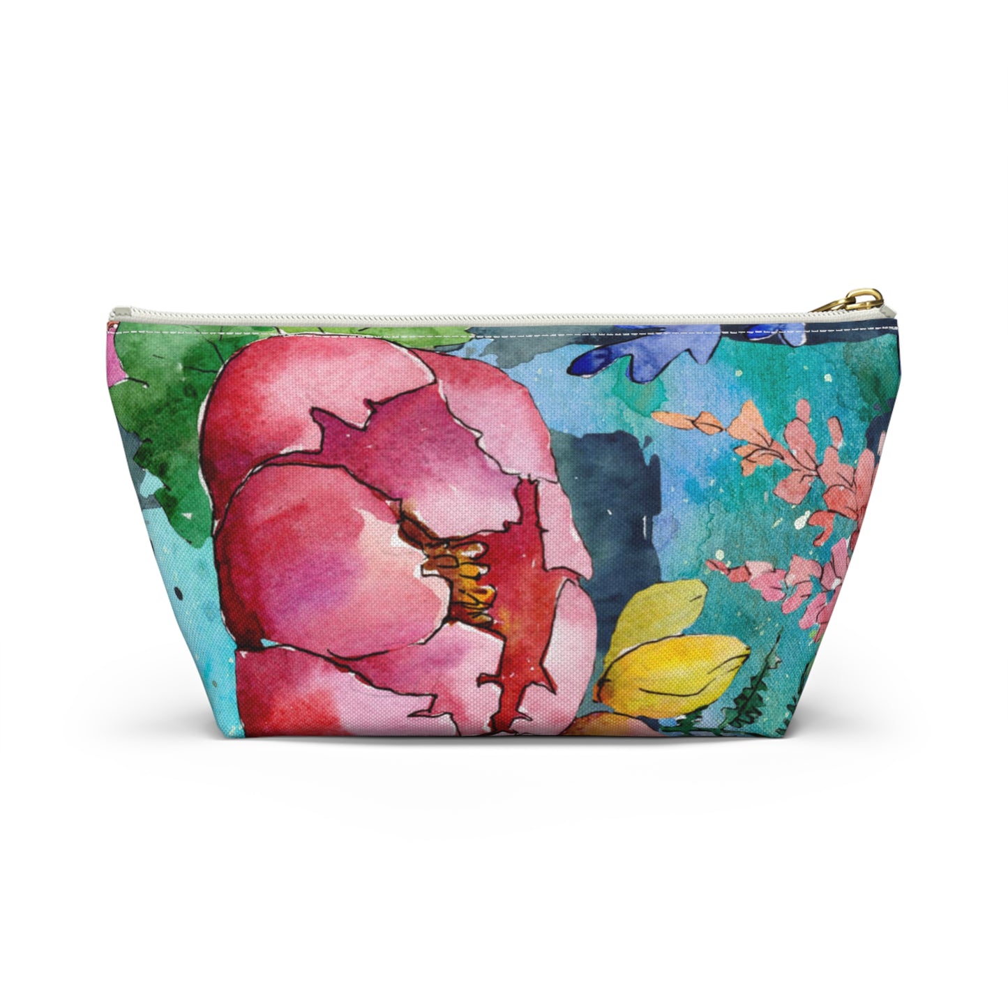 Floral Accessory Pouch with T-Bottom – Elegant & Functional for Makeup, Toiletries, or Gifting