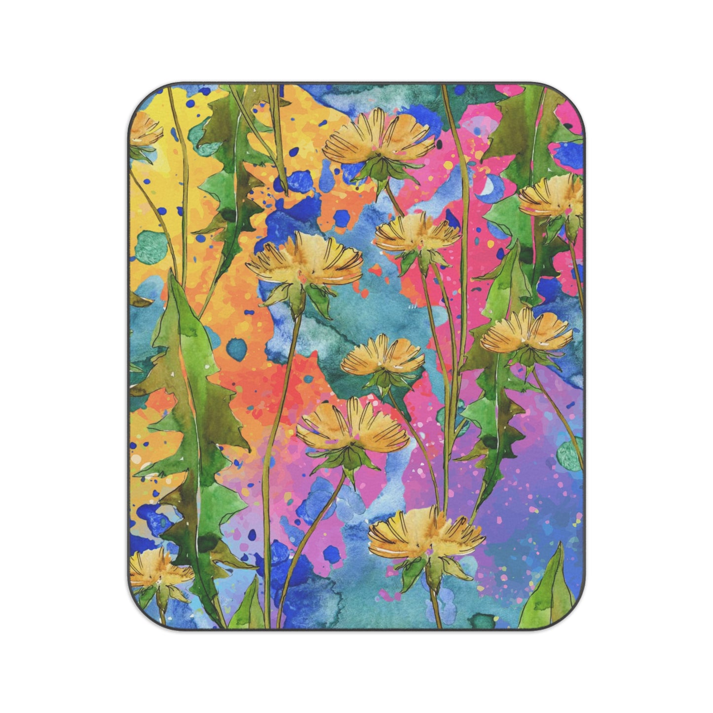 Colorful Wildflower Watercolor Picnic Blanket – Soft & Water-Resistant