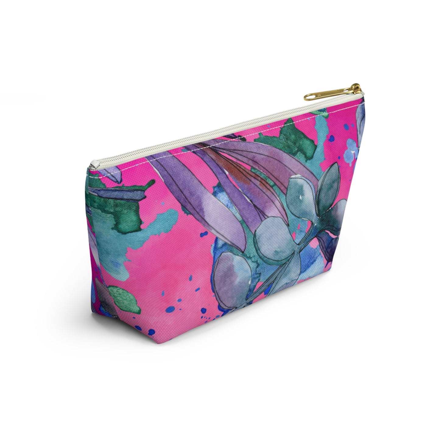 Floral Accessory Pouch with T-Bottom – Elegant & Functional for Makeup, Toiletries, or Gifting