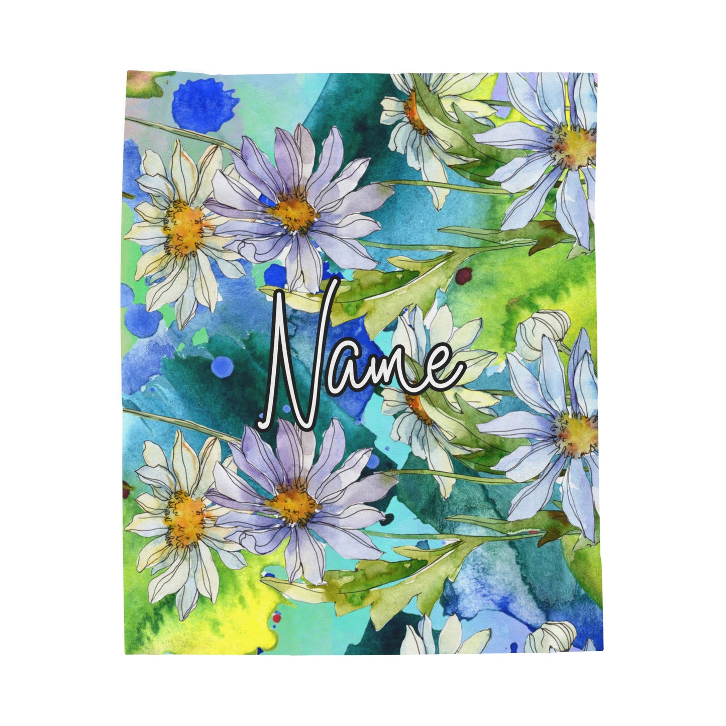 Floral Watercolor Wildflower Blanket – Soft & Cozy, Personalizable with Your Name
