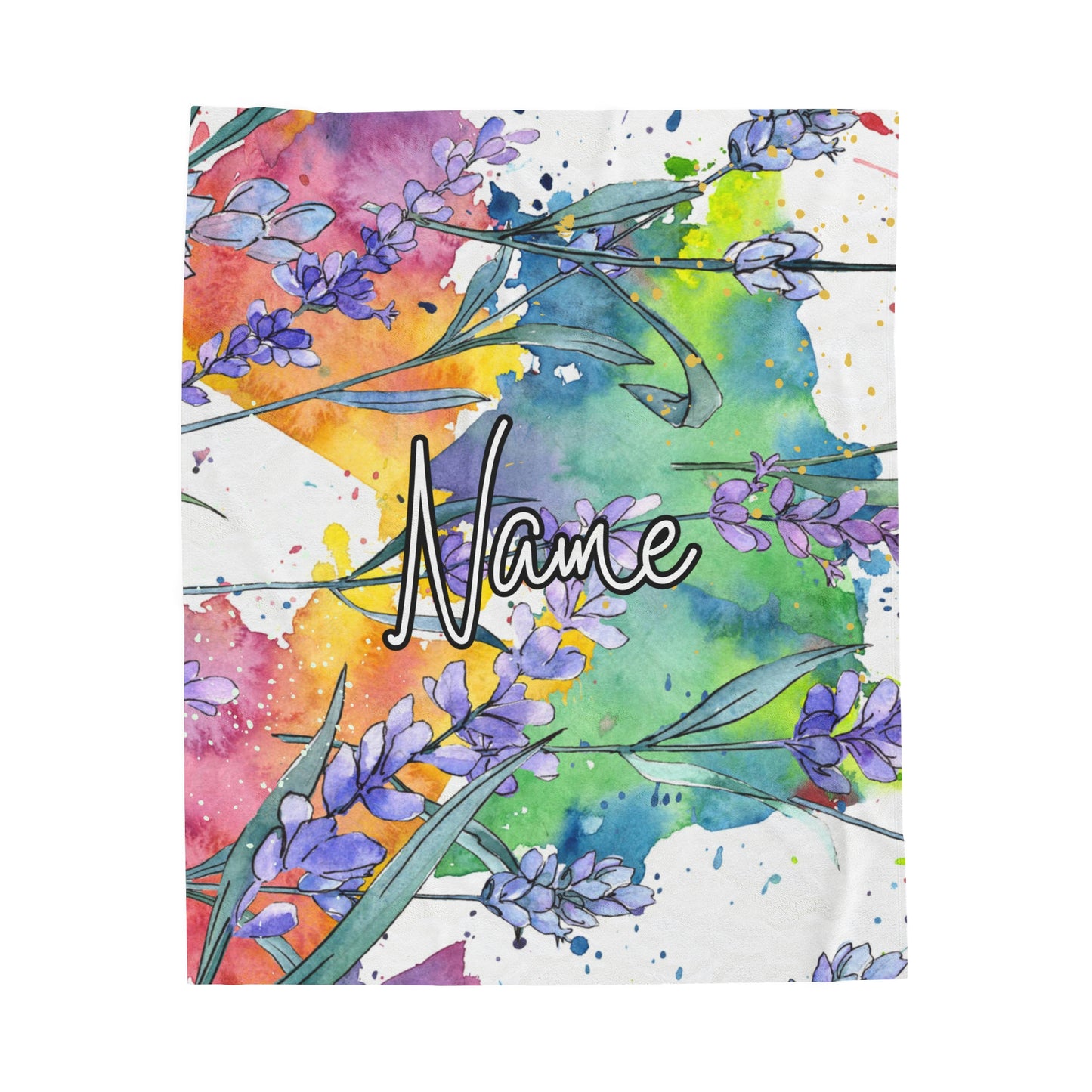 Floral Watercolor Wildflower Blanket – Soft & Cozy, Personalizable with Your Name