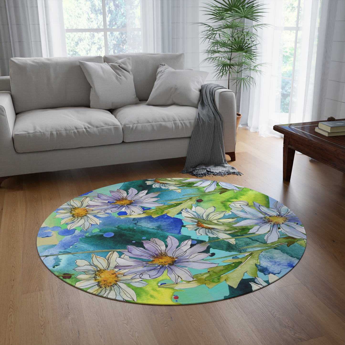 Watercolor Floral Wildflower Rug – Soft & Durable Chenille