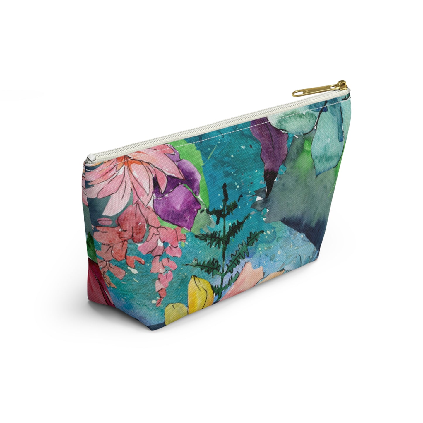 Floral Accessory Pouch with T-Bottom – Elegant & Functional for Makeup, Toiletries, or Gifting