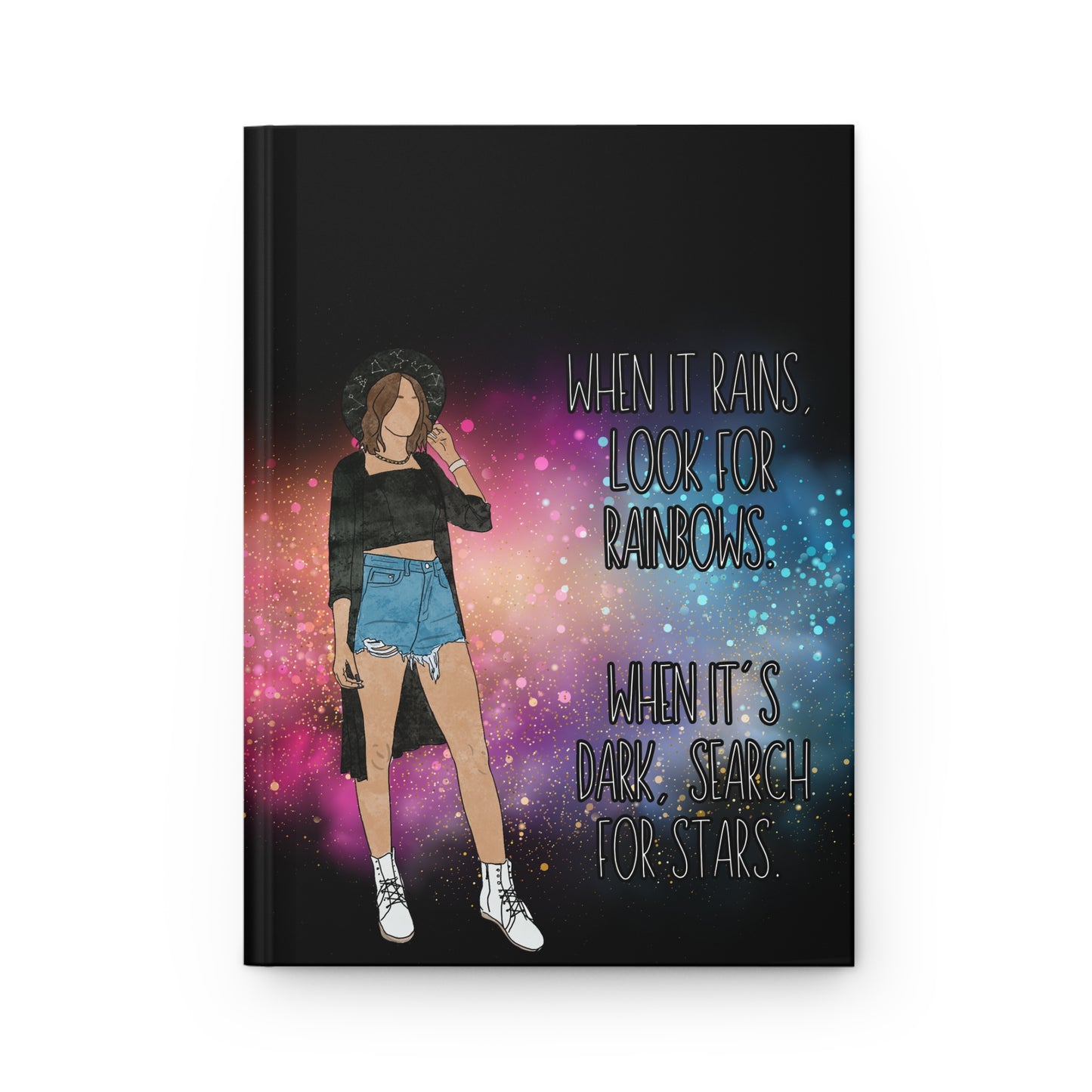 "When It Rains, Look for Rainbows. When It’s Dark, Search for Stars" – Hardcover Inspirational Journal for Women