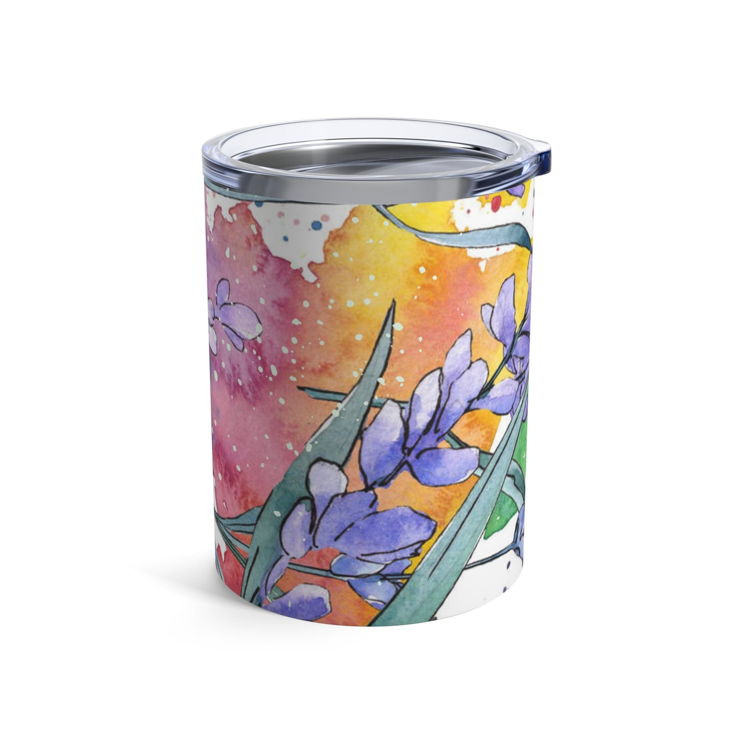 Floral Watercolor Splash Coffee Cup – 10oz Tumbler