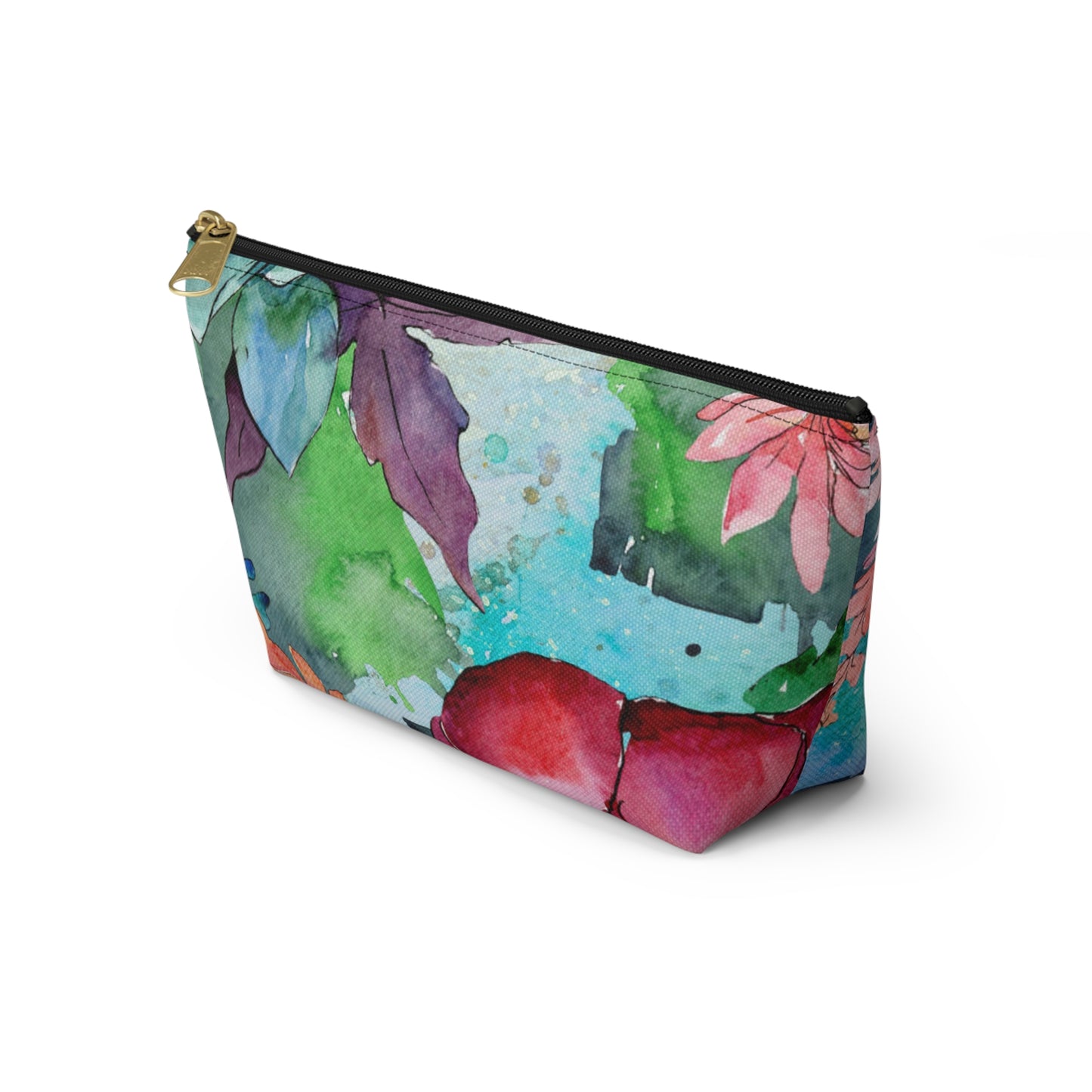 Floral Accessory Pouch with T-Bottom – Elegant & Functional for Makeup, Toiletries, or Gifting