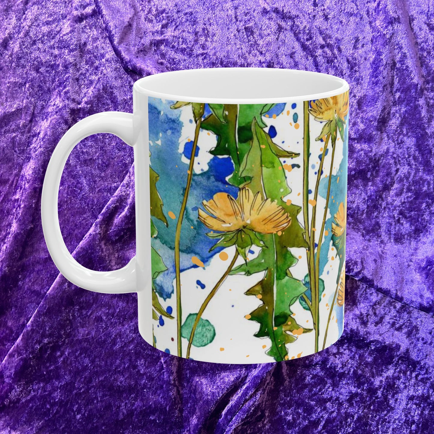 Floral Watercolor Splash Coffee Cup - Unique Mug, Watercolor Flowers