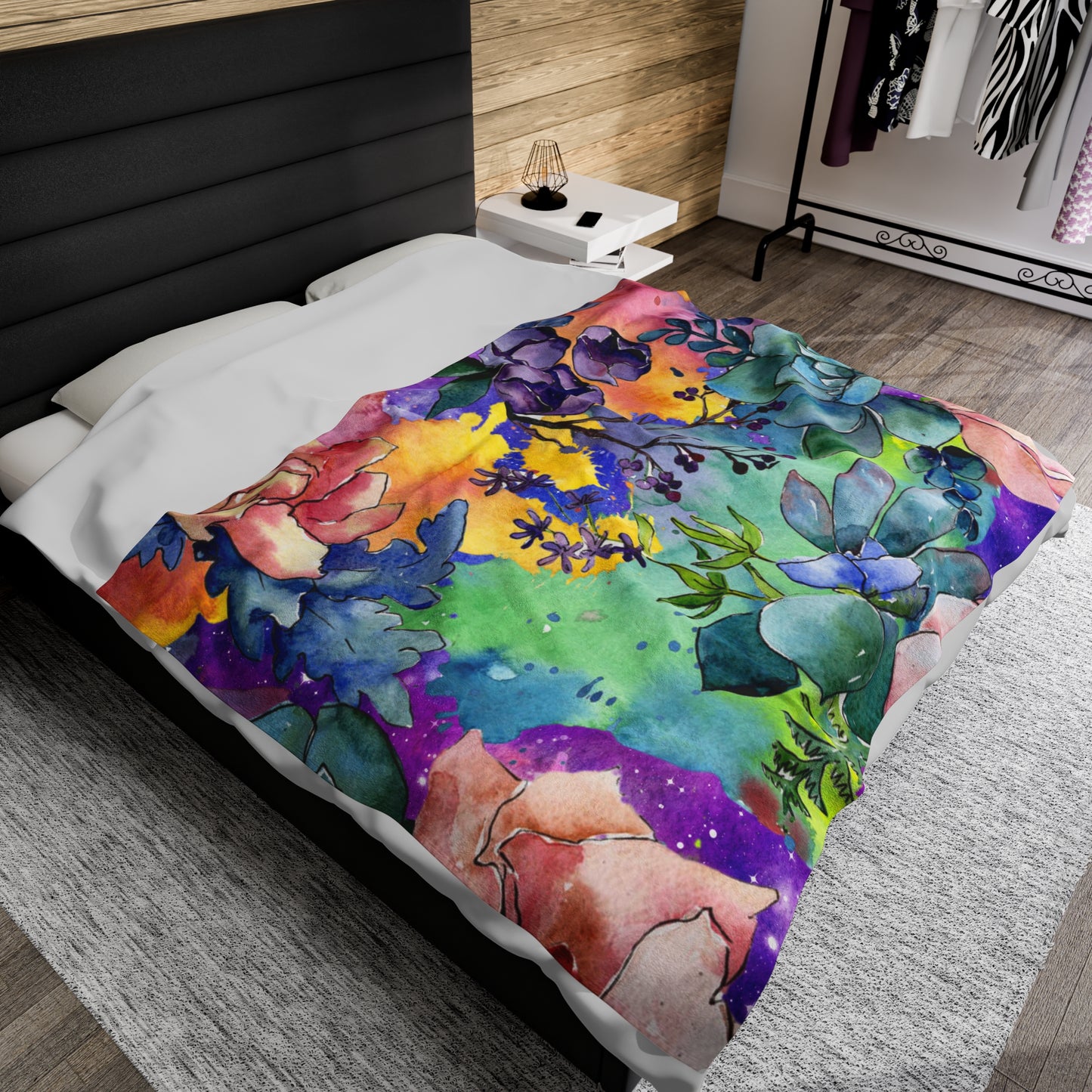 Floral Watercolor Wildflower Blanket – Soft & Cozy, Medium Weight