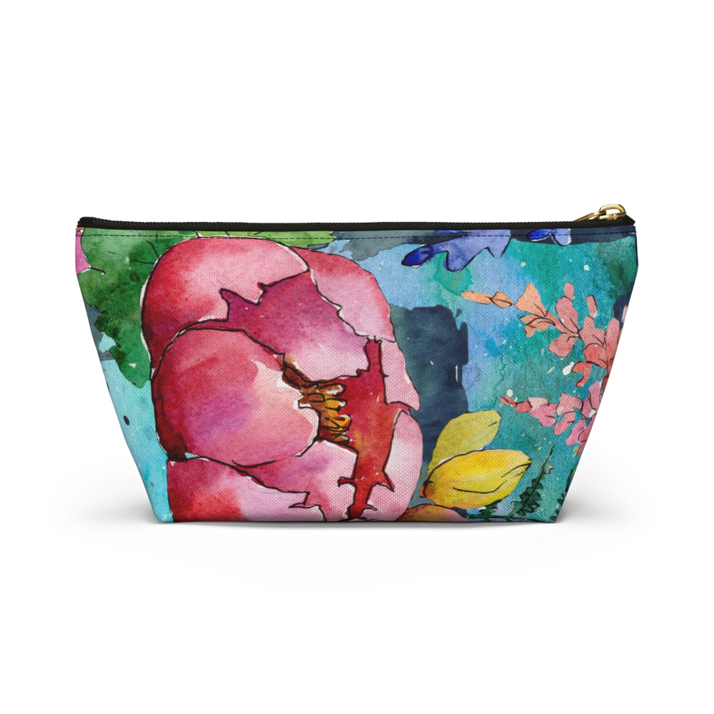 Floral Accessory Pouch with T-Bottom – Elegant & Functional for Makeup, Toiletries, or Gifting