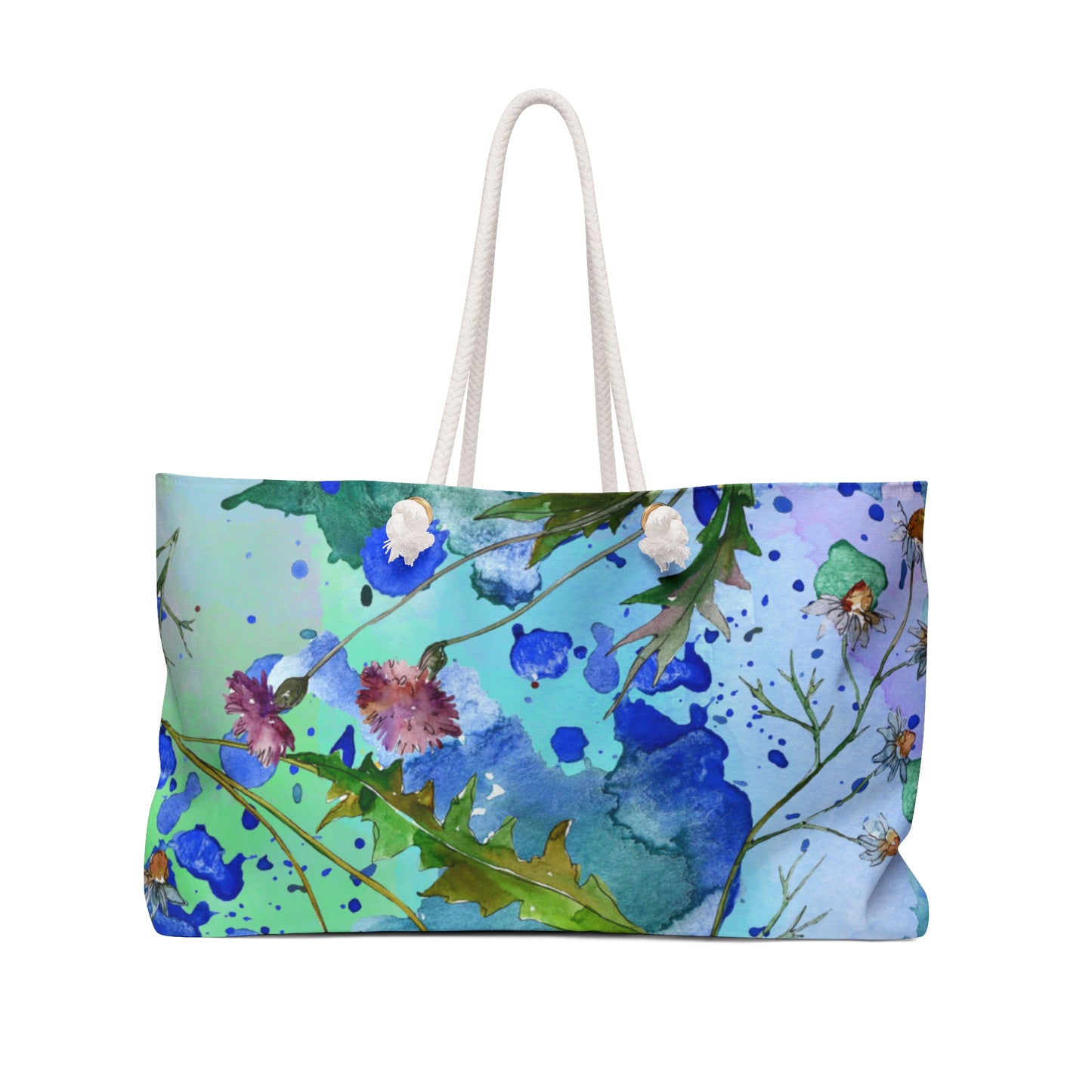 Colorful Wildflower Oversized Weekender Bag – Durable Tote with Rope Handles