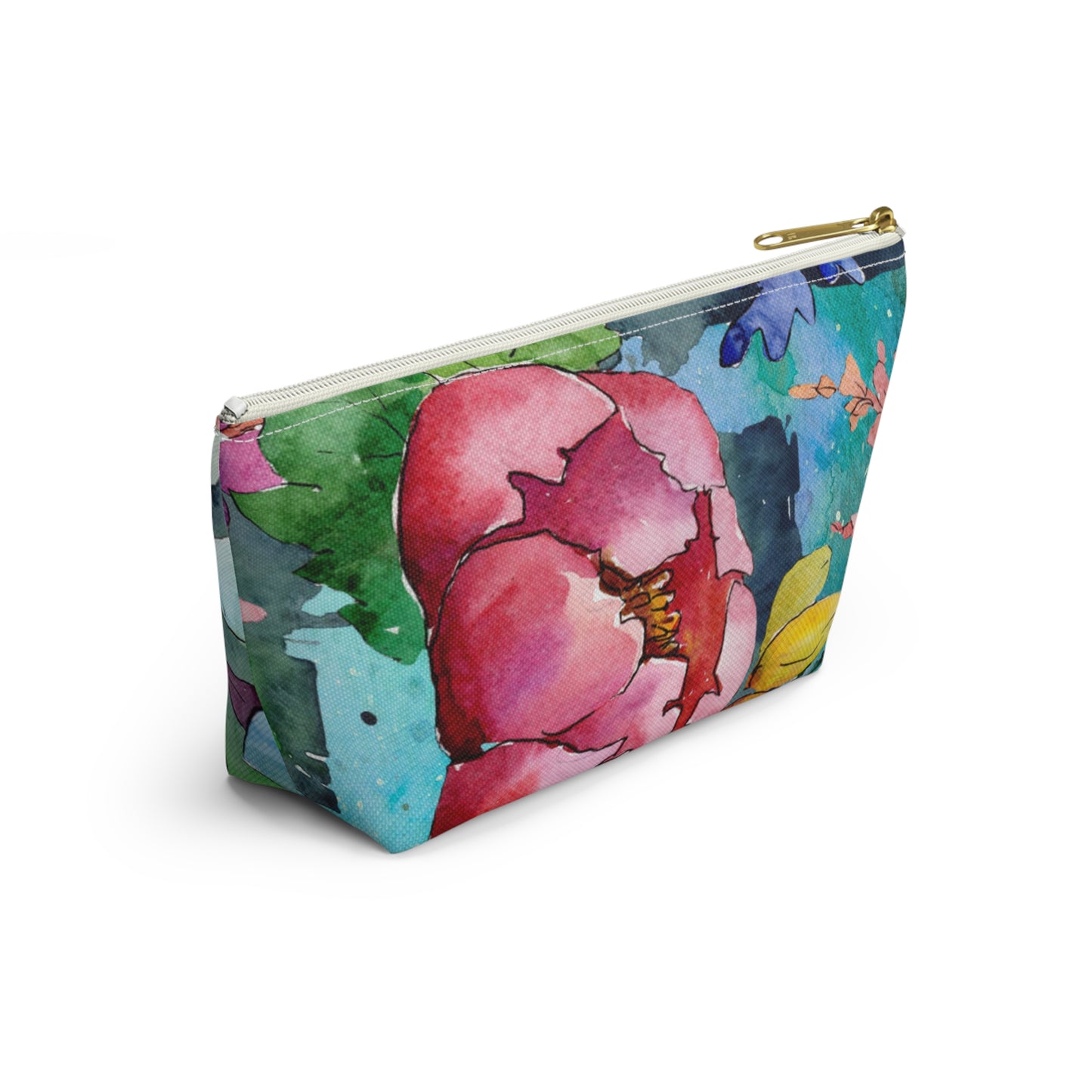 Floral Accessory Pouch with T-Bottom – Elegant & Functional for Makeup, Toiletries, or Gifting