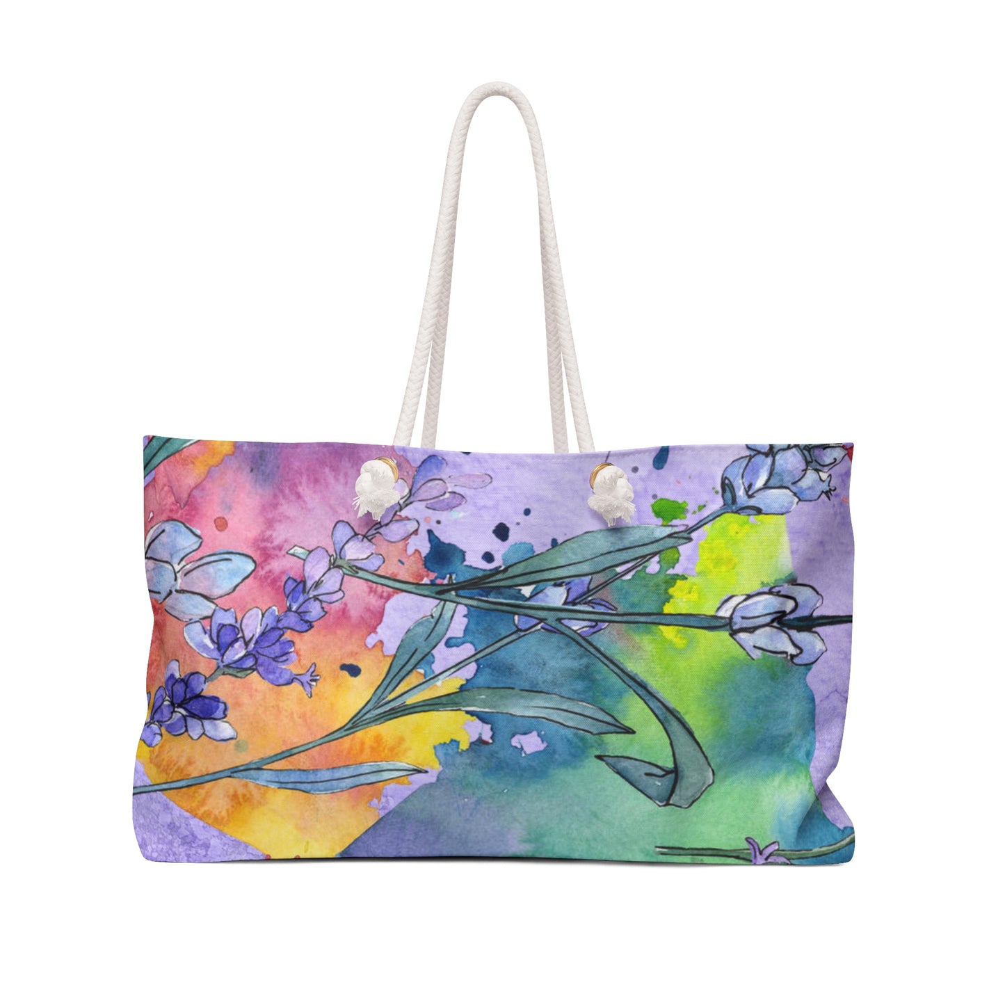 Colorful Wildflower Oversized Weekender Bag – Durable Tote with Rope Handles
