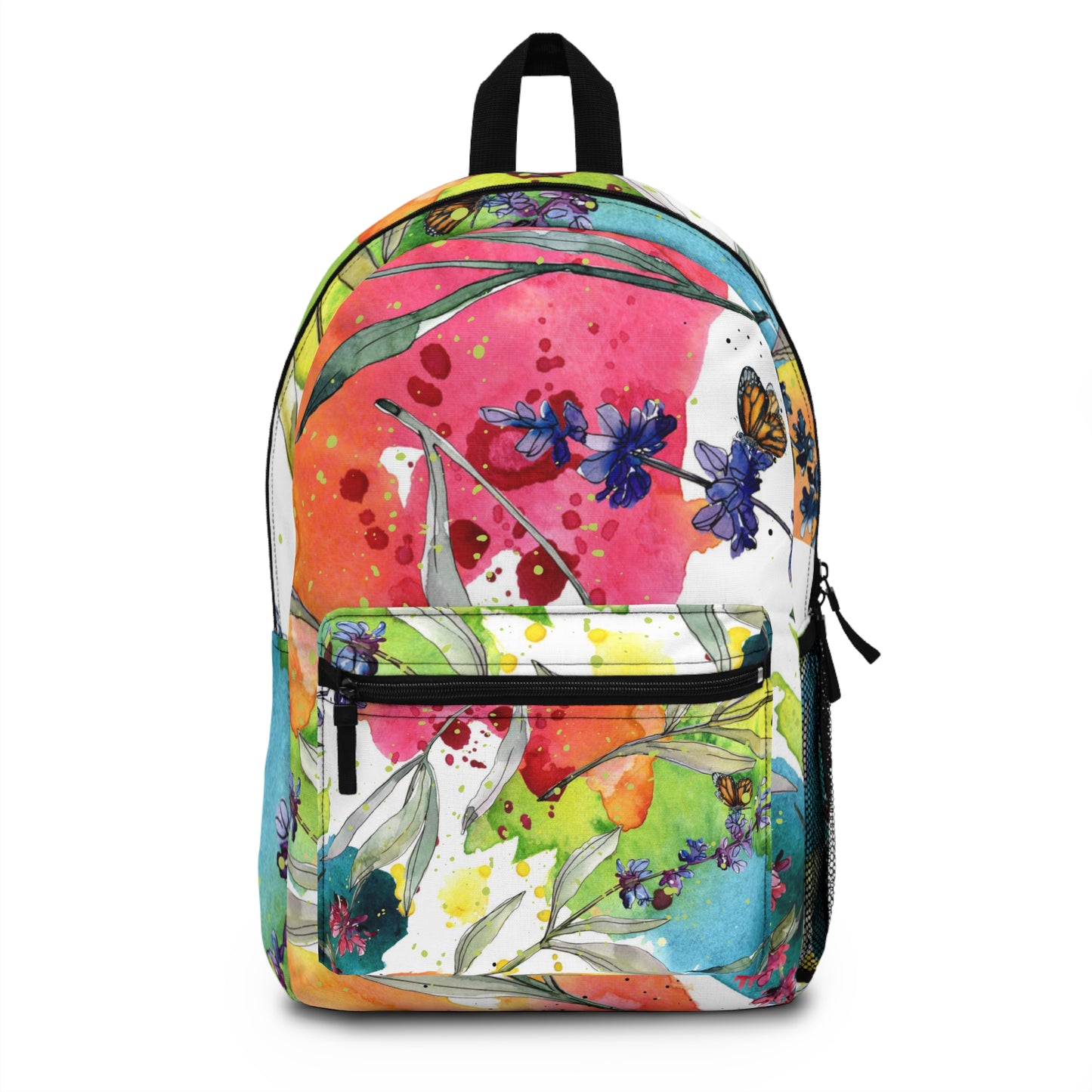 Floral Watercolor Wildflower Backpack – Boho Chic School & Work Bag