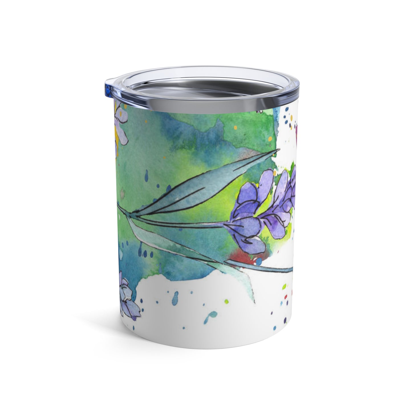 Floral Watercolor Splash Coffee Cup – 10oz Tumbler