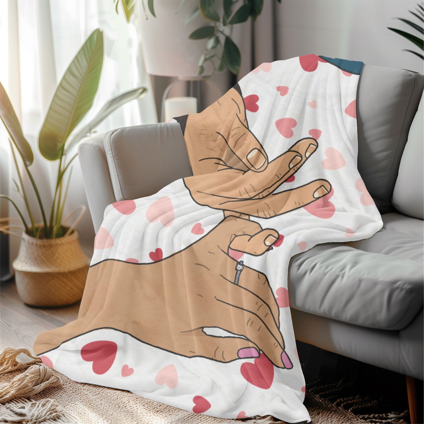 Pinky Promise Couple Heart Blanket – Soft, Warm, and Perfect for Snuggling