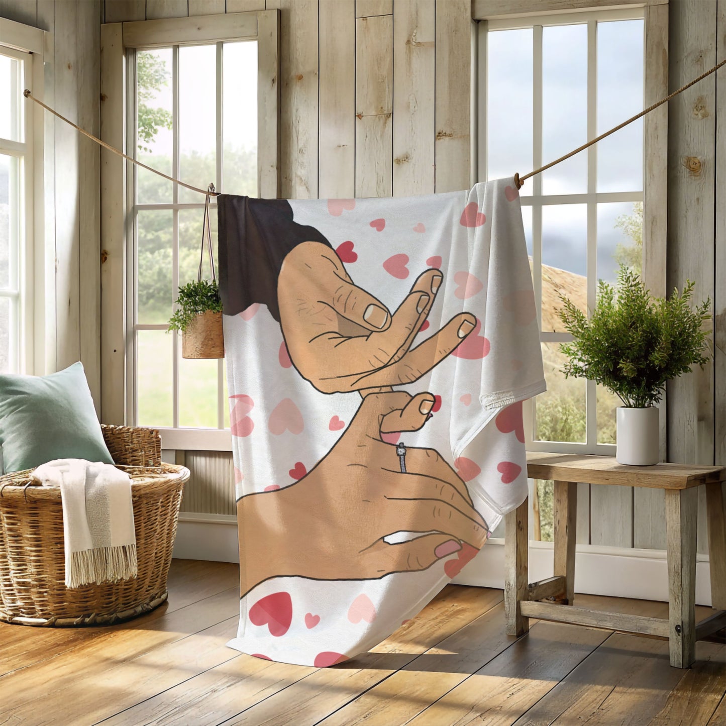 Pinky Promise Couple Heart Blanket – Soft, Warm, and Perfect for Snuggling