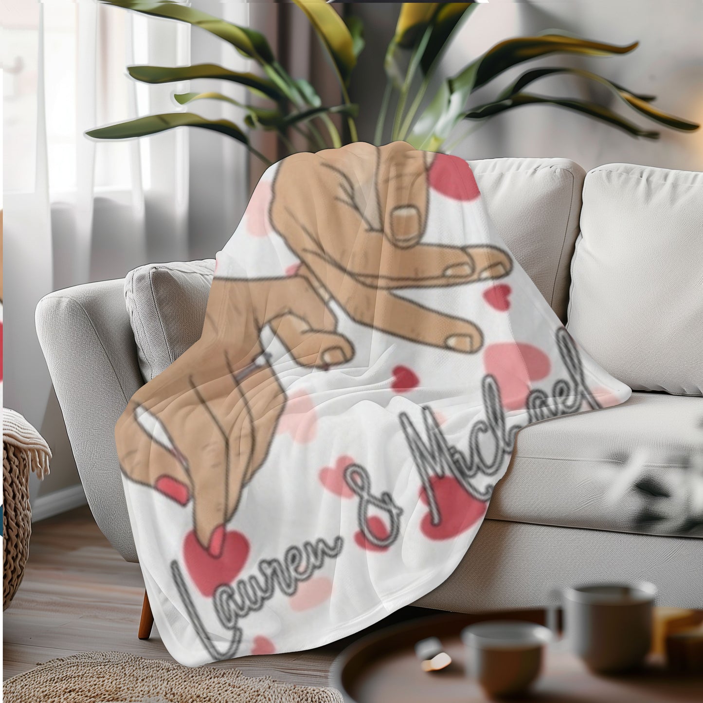 Personalized Pinky Promise Couple Heart Blanket – Soft, Warm, and Perfect for Snuggling