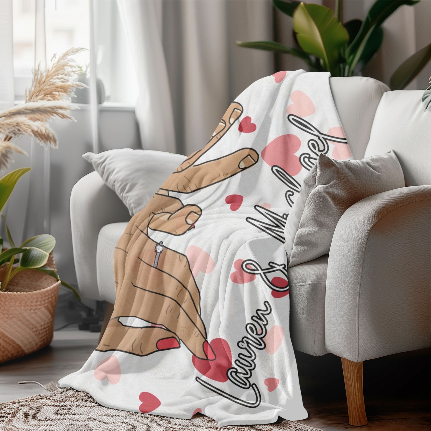 Personalized Pinky Promise Couple Heart Blanket – Soft, Warm, and Perfect for Snuggling