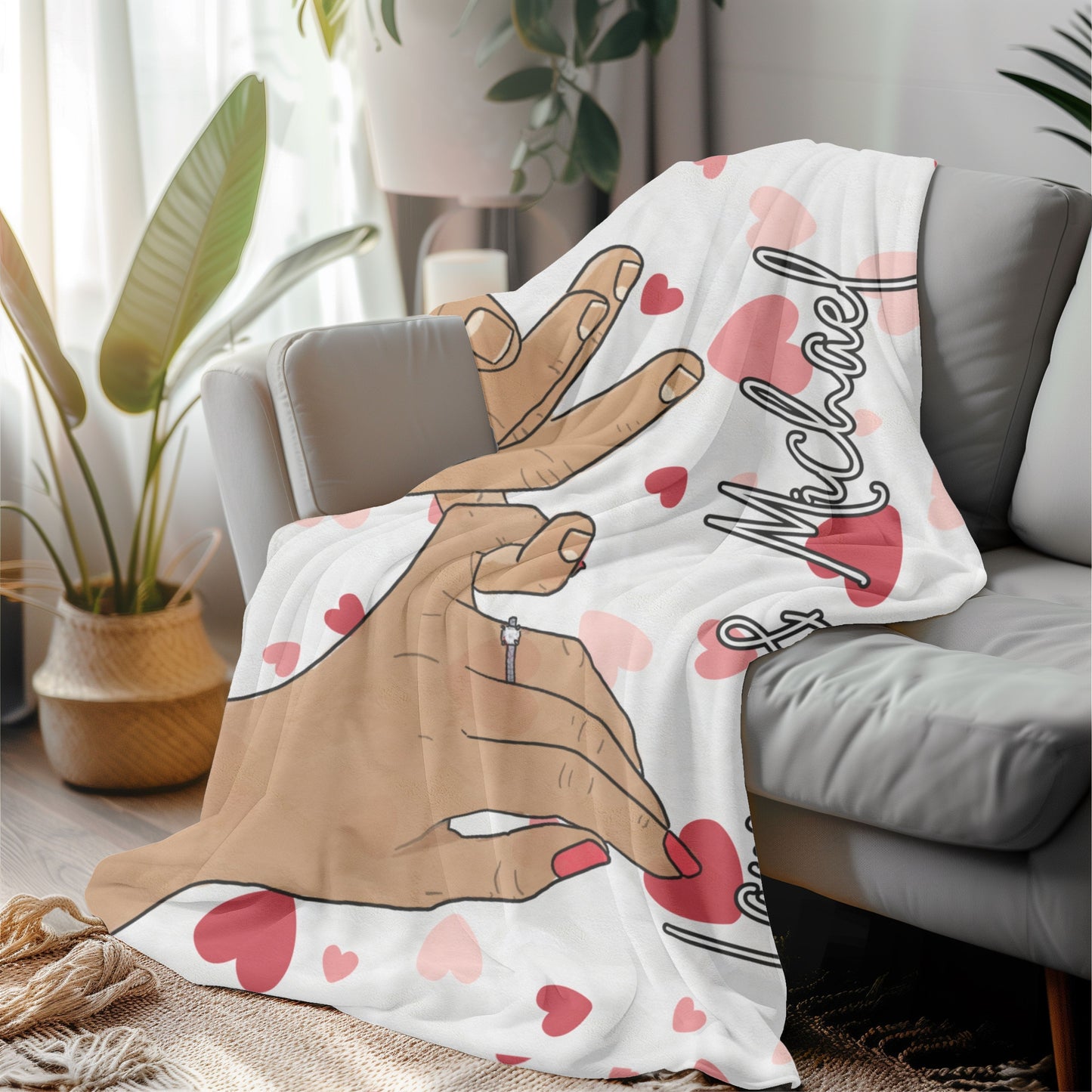 Personalized Pinky Promise Couple Heart Blanket – Soft, Warm, and Perfect for Snuggling