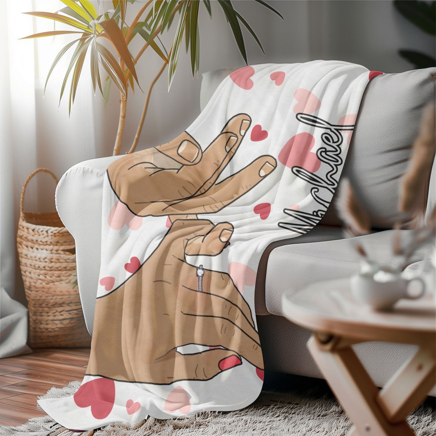 Personalized Pinky Promise Couple Heart Blanket – Soft, Warm, and Perfect for Snuggling