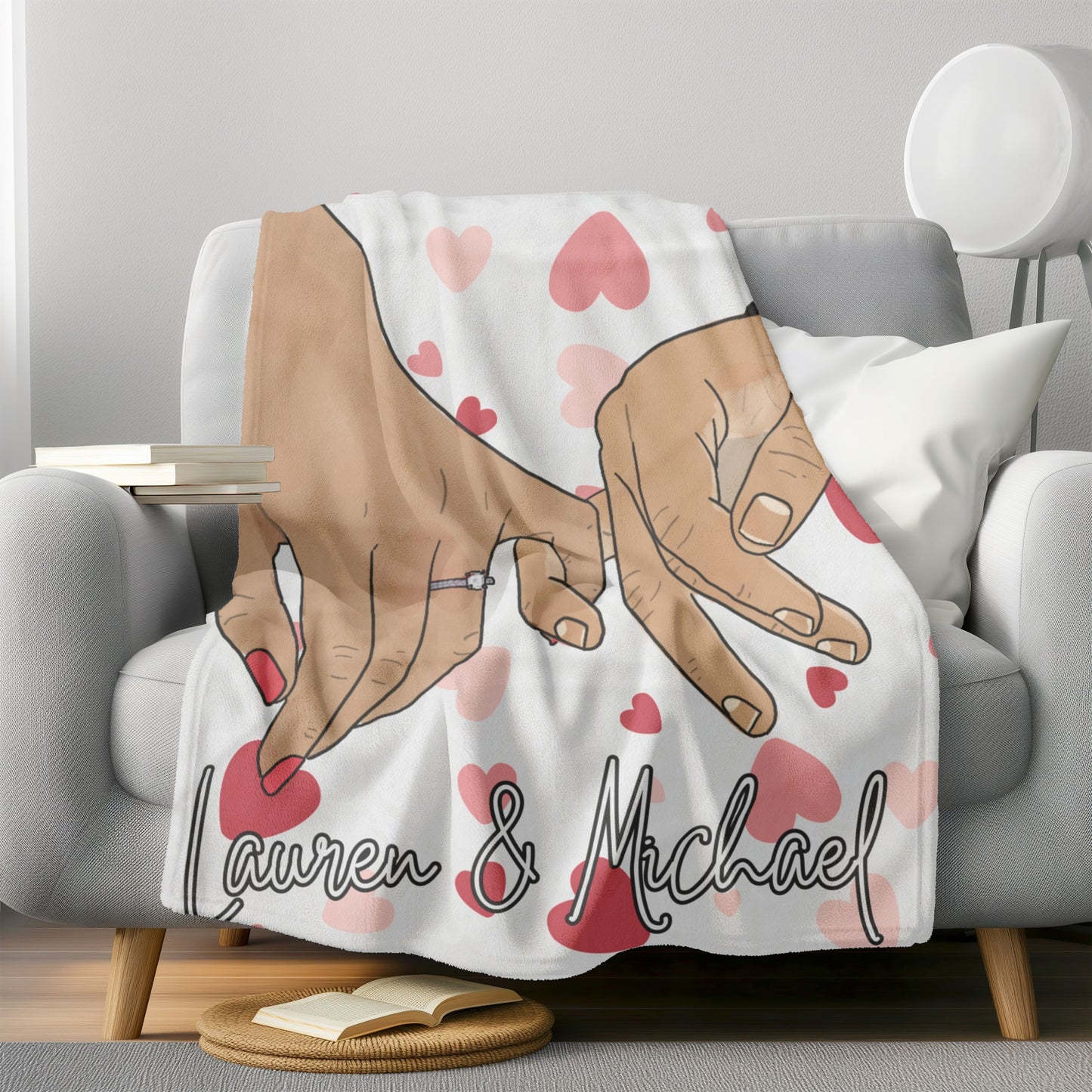 Personalized Pinky Promise Couple Heart Blanket – Soft, Warm, and Perfect for Snuggling