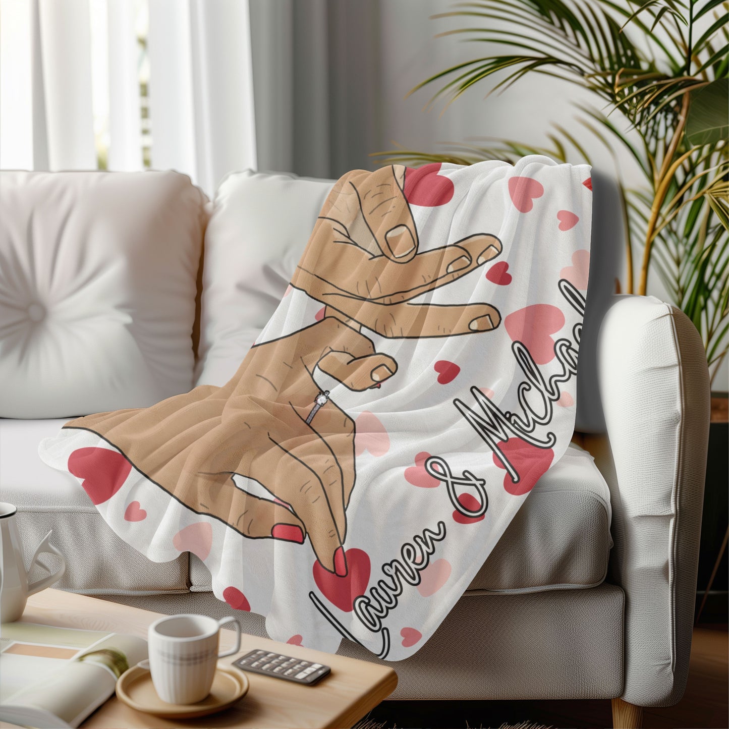 Personalized Pinky Promise Couple Heart Blanket – Soft, Warm, and Perfect for Snuggling