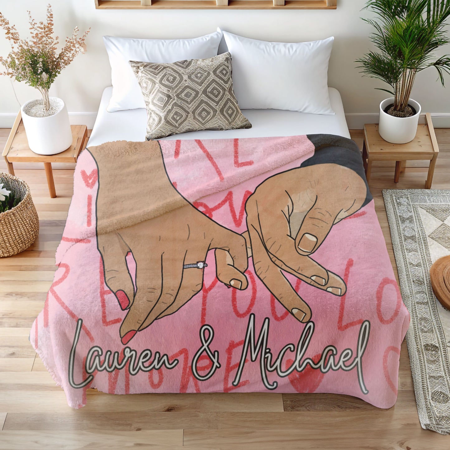 Personalized Pinky Promise "Love You More" Blanket – Soft, Cozy, and Perfect for Couples