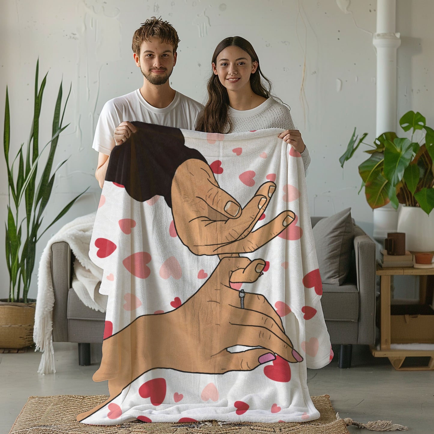 Pinky Promise Couple Heart Blanket – Soft, Warm, and Perfect for Snuggling