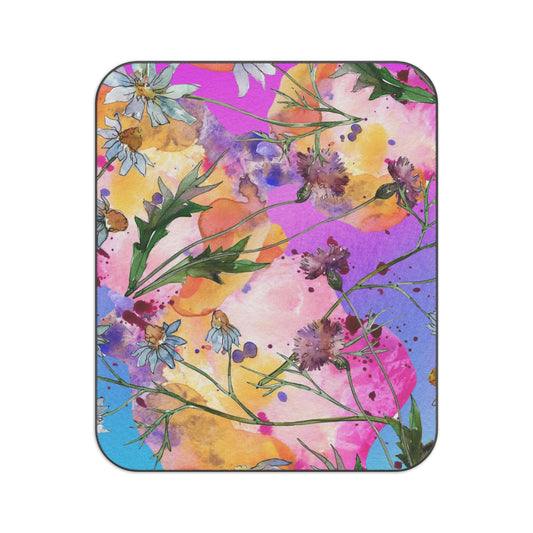 Colorful Wildflower Watercolor Picnic Blanket – Soft & Water-Resistant