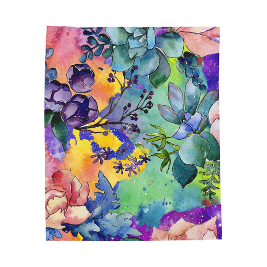 Floral Watercolor Wildflower Blanket – Soft & Cozy, Medium Weight