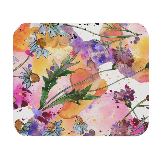 Floral Watercolor Splash Mousepad - Unique Office Accessory, Watercolor Flowers, Boho Chic Desk Decor