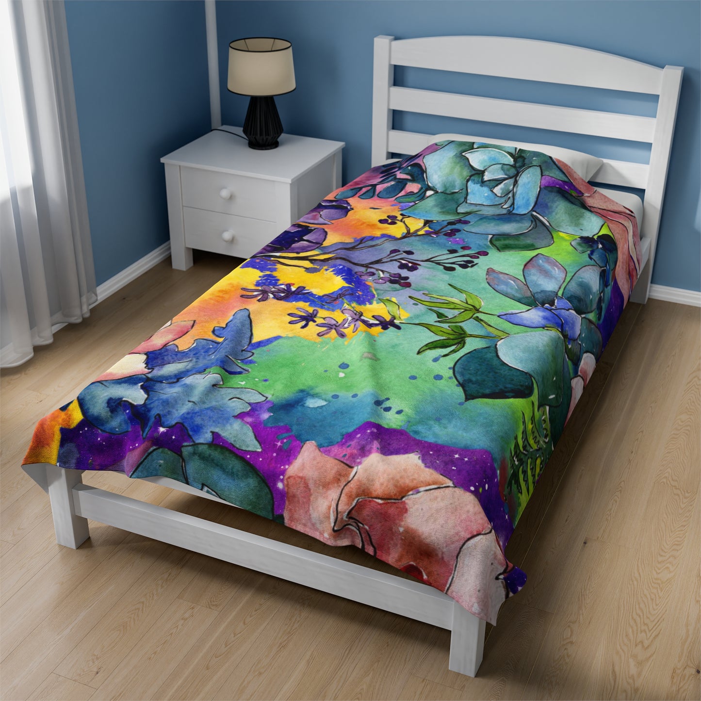 Floral Watercolor Wildflower Blanket – Soft & Cozy, Medium Weight