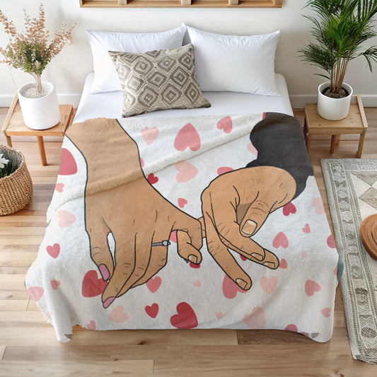Pinky Promise Couple Heart Blanket – Soft, Warm, and Perfect for Snuggling